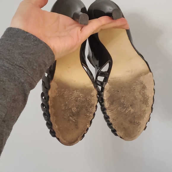 Bronzey peep toe strappy heels - Sz 9 - Picture 6 of 6